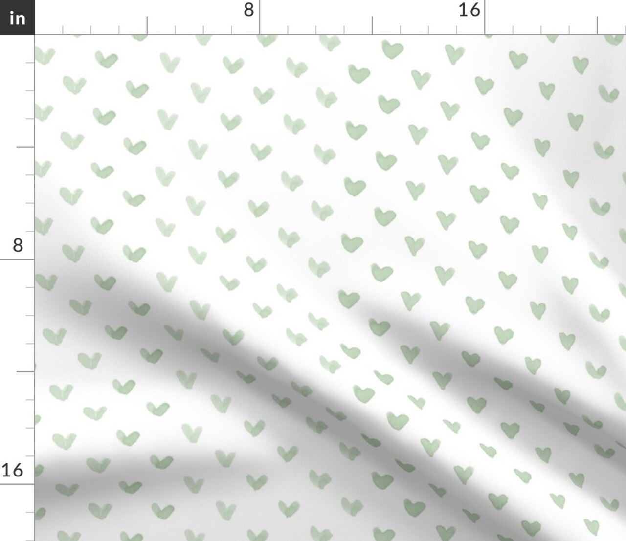 Baby Blanket Sage Green Heart Love Wedding Nursery Valentine White Custom Printed Fabric by Spoonflower Various Fabrics by the Yard or Fat Quarter